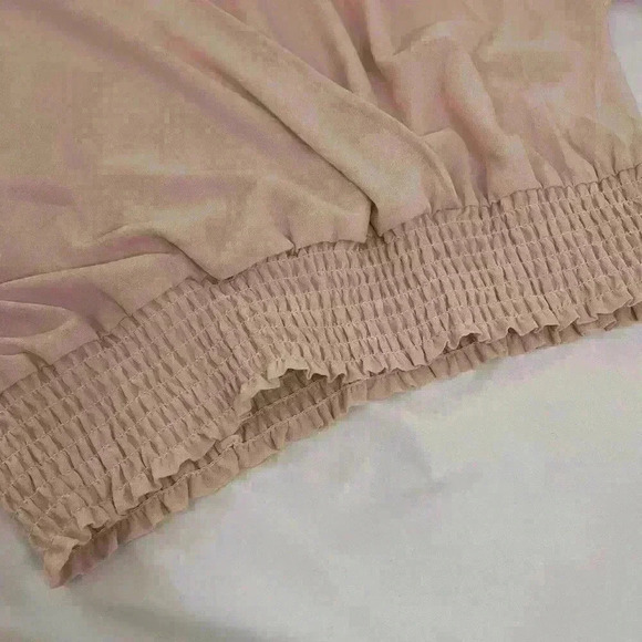 Aritzia Wilfred Reign Rose Quartz Smocked Long Sleeve Cottagecore Flowy Blouse L - Picture 4 of 9